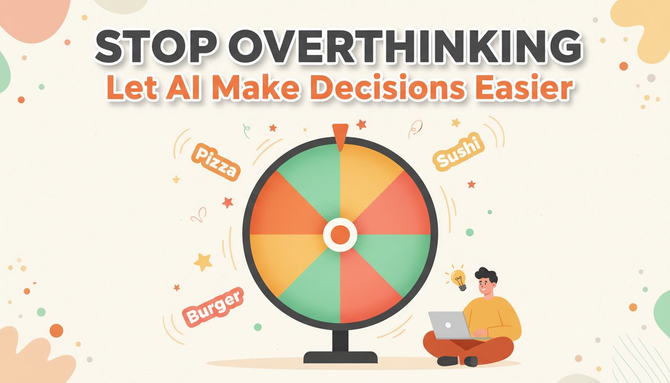 Colorful decision wheel with AI assistance - Stop Overthinking, Let AI Make
Decisions Easier