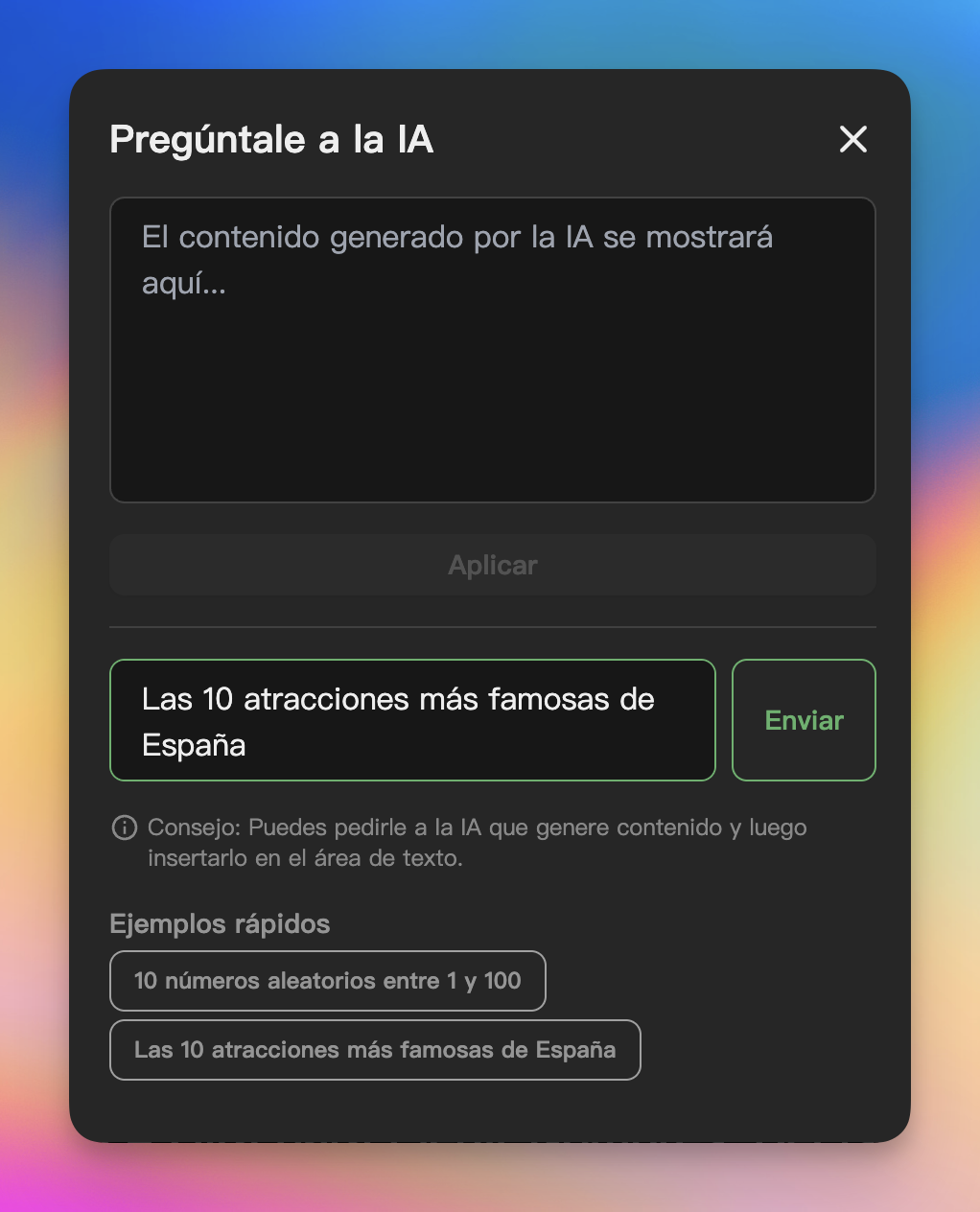 Ejemplo de prompt de IA